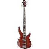 Yamaha TRBX174EW RTB 4-String Electric Bass Guitar with Exotic Wood Top,Root Beer