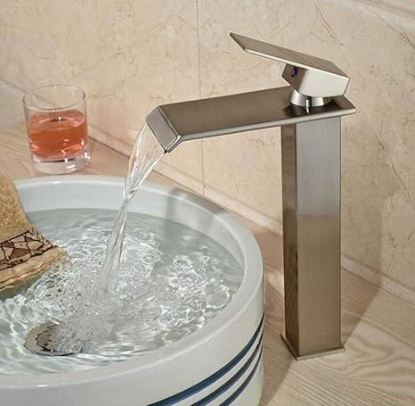 Grifo Cromado Latón Y Vidriogrifo De Baño Para Encimera, Lavabo, Váter