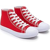 Red High Top Sneakers for Women, Canvas High Tops