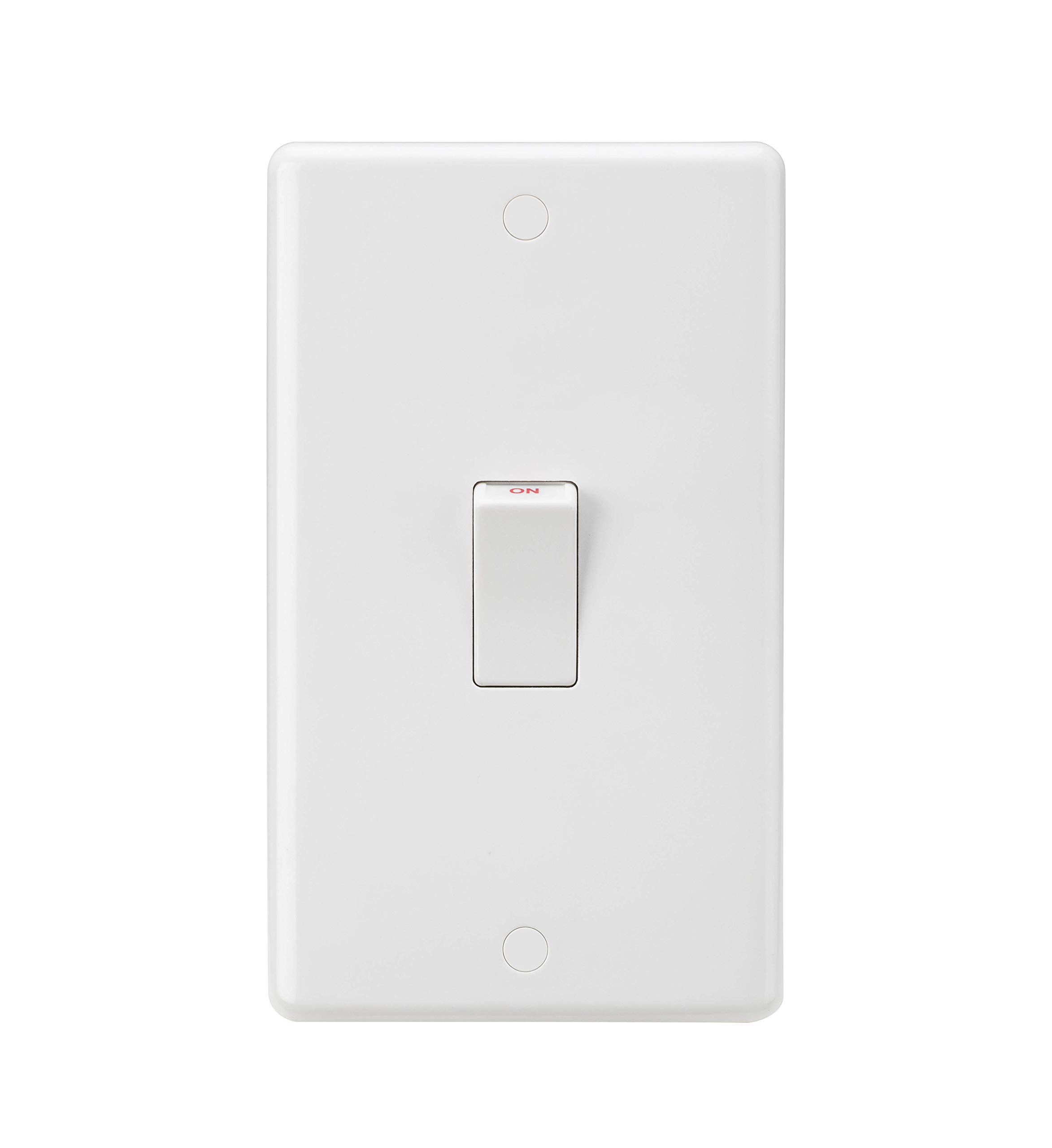 Knightsbridge CU8332N Curved Edge 45 A DP Switch with Neon, White