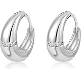 PHNIBIRD Chunky Hoop Earrings for Women with CZ Thick Hoop Earrings with 925 Sterling Silver Ear Posts 14k Real Gold Plated Hoop Earring for Daily Wear