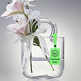 Lei-JG Thickened Glass Purse Vase for Flowers Gift Set-(Handmade 5mm Crystal-Unique Cute Clear Bag Vase with Reinforced Gift 