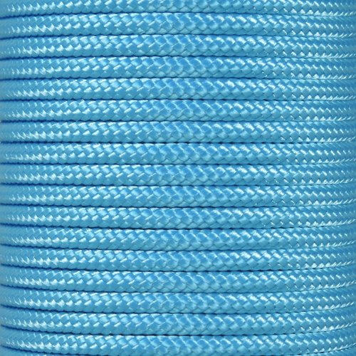 PARACORD PLANET 10, 25, 50, and 100 Foot Hanks of 425 Paracord (3mm) - Made of 100% Nylon for Tactical, Crafting, Survival, General Use, and Much More (Neon Turquoise, 100 Feet)
