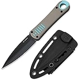 Kizer Hidden Agenda Fixed Blade Knife Dagger, 3.5" AEB-L Dual Edge Blade EDC Knife with Gray & Blue G10 Handle, Compact Hunting Fixed Blade Knives with Sheath for Hiking & Camping 1083A3