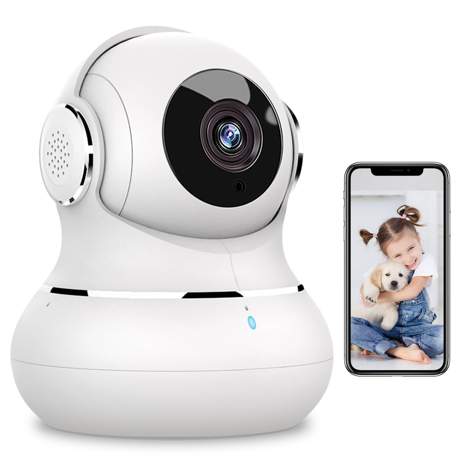 litokam Little elf Überwachungskamera Innen, 2K Babyphone mit Kamera mit Bewegungserkennung, 360°WLAN Kamera überwachung innen mit 2-Wege-Audio, Nachtsicht, Hundekamera Haustierkamera mit app, Alexa