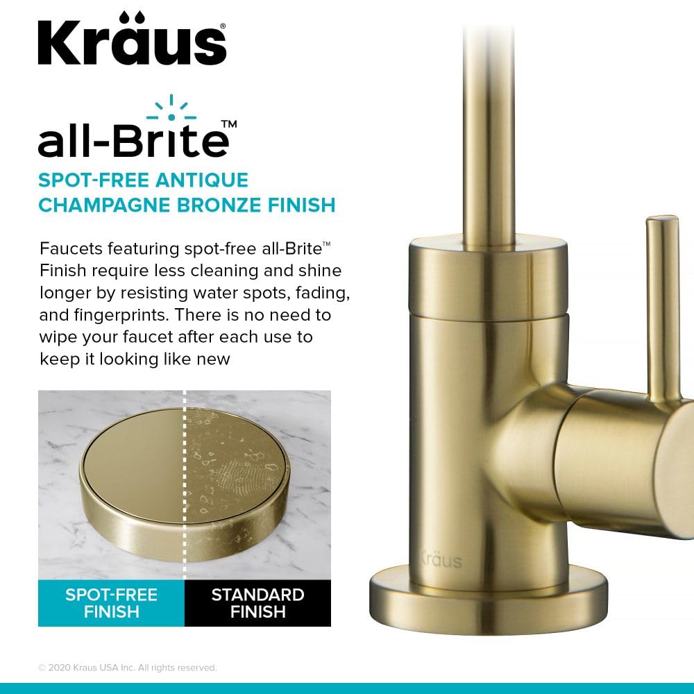 KRAUS Purita 100% Lead-Free Kitchen Water Filter Faucet in Spot Free Antique Champagne Bronze, FF-100SFACB