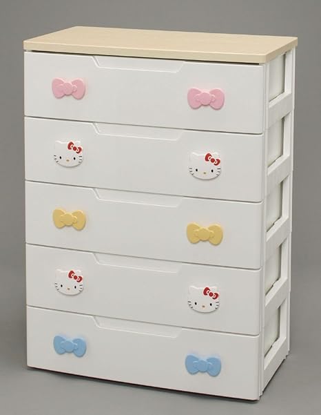 Amazon Co Jp 収納 5段 チェスト 衣装ケース 取手 キティ レリーフ 木天板付き チェスト 引き出し 衣類 洋服 収納 子供部屋 子供 キッズ こども 子供 キッズカラー 5段 Khg 725h ホーム キッチン