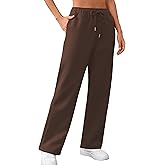 Warmrole Women's Fleece Lined Sweatpants High Waisted Drawstring Cozy Baggy Straight Leg Pants with Pockets