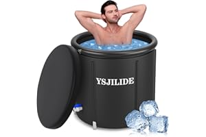 Ice Bath Tub for Athletes, YSJILIDE Portable Ice Bath Tub for Adults with a Cover, Ice Barrel Cold Therapy Bath for Recovery Training Easy Install 31''x35''