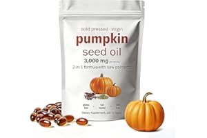 Pumpkin Seed Oil with Saw Palmetto Capsules, Cold Pressed, Pure Virgin Oil Good for Hair Health