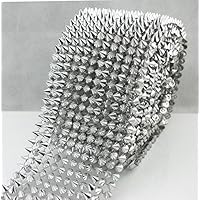 AEAOA 2/3 Yard Silver Sew Stitch On Pointed Spike Stud Cone Flatback Punk Rock Trim Mesh Bead Craft