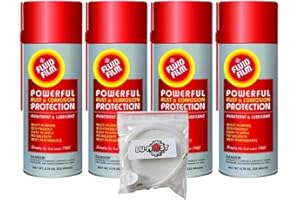 Fluid Film Rust & Corrosion Protection Aerosol Spray with a DU-Most 24" Extension Hose & Nozzle, Metal Surface Penetrant & Lubricant for Marine/Automotive/Industrial/Home, 11.75 Oz (Pack of 4)
