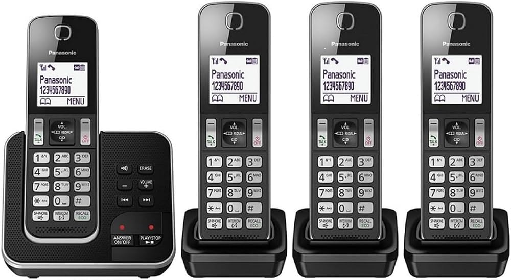 Panasonic KX-TGD324 Cordless Phone Nuisance Call Blocker 4 Pack Black/Silver