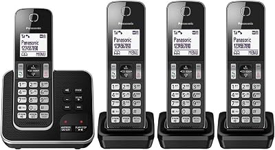 Panasonic KX-TGD324 Cordless Phone Nuisance Call Blocker 4 Pack Black/Silver