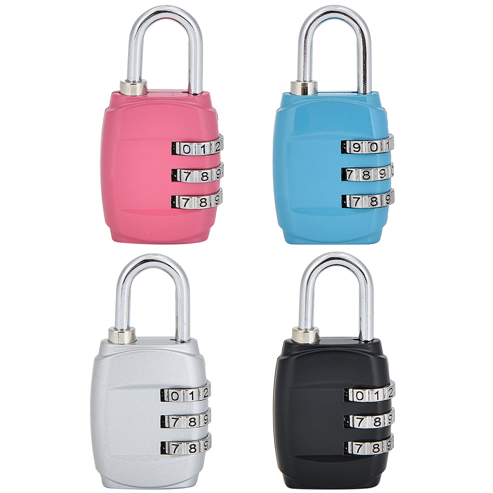 4PCS 3 Digit Combination Lock - Resettable Code Security Padlock for Luggage, Suitcase, Gym Locker - Outdoor Waterproof Small Number Lock