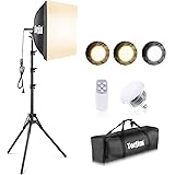 Torjim Softbox Photography Lighting Kit, 16'' x 16'' Professional Softbox Lighting Kit with 85W 3000-7500K LED Bulbs, Studio 