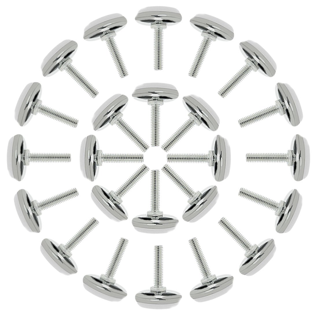 sourcingmap M6 x 25 x 30mm Screw on Furniture Glide Leveling Feet Floor Protector Adjustable Leveler for Cabinet Machine Leg 24 Pack