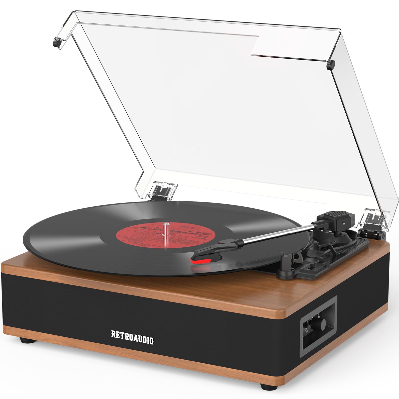 Photo 1 of Vinyl Record Player Bluetooth Turntable with Built in Stereo Speakers Belt Drive 3 Speeds Turntables for Vinyl Records Support RCA Output, Aux in, Auto Stop Walnut Wood