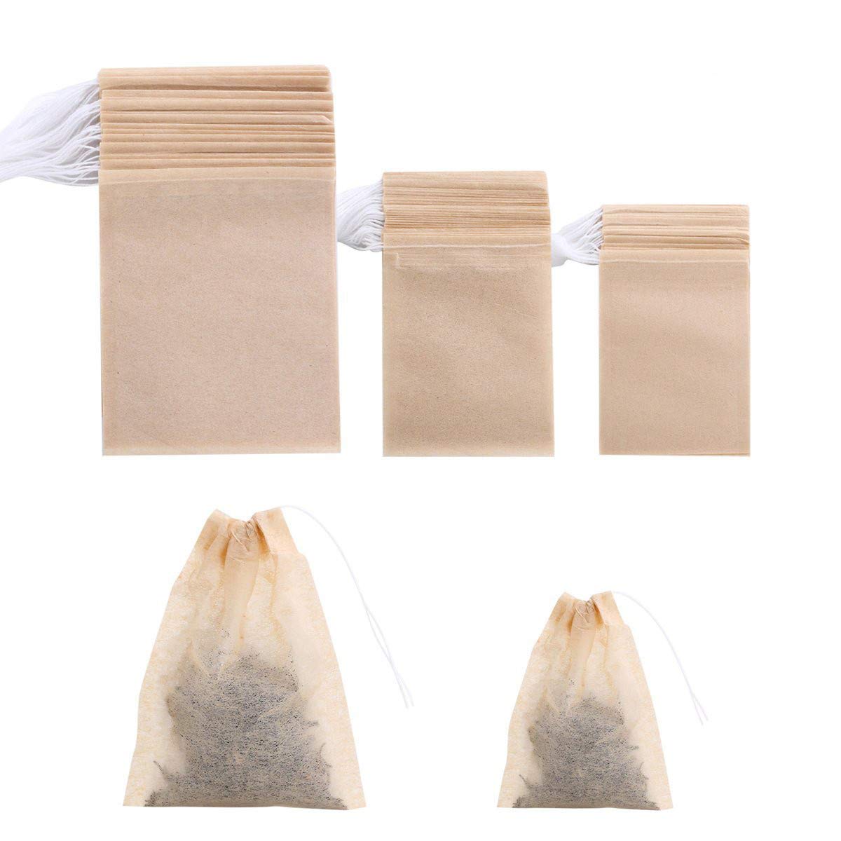 400 Pack Disposable Drawstring Tea Filter Bags Safe Natural Unbleached