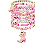 Artlunar Western Cowgirl Beaded Stretch Bracelets, Stackable cowgirl hat boot accessories, Bohemian Jewelry for Women Girls Teens Christmas Birthday Gift