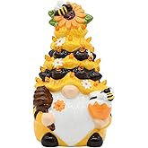 KnomeKo Timer - Spring Bumble Bee Gnomes Decorations Lighted Up Gnome Ceramic Tree, Rustic Farmhouse Kitchen Table Bee Decor, Summer Sunflower Home Decor Gifts