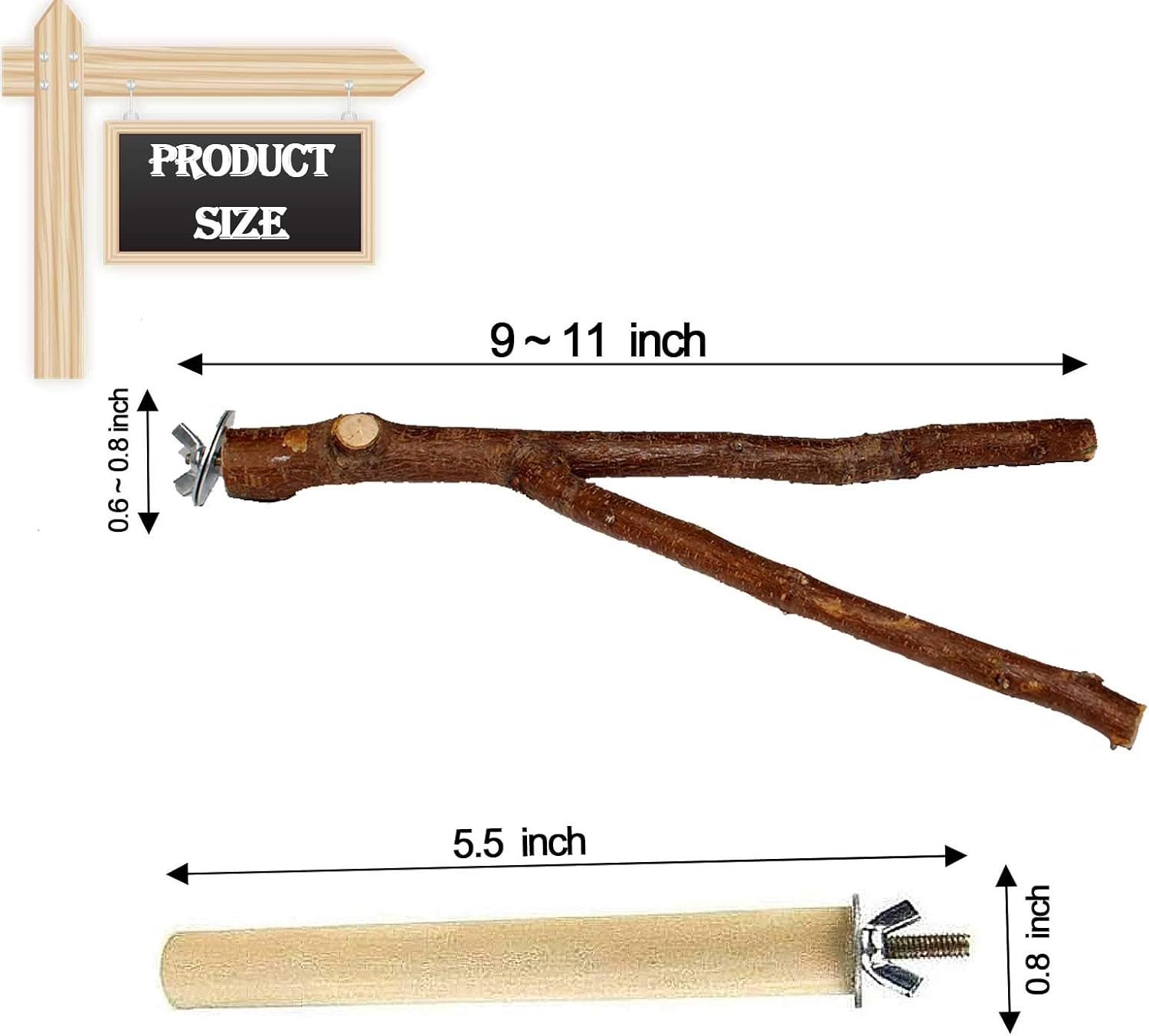 PINVNBY 4Pack Bird Perches Parrot Natural Peach Wood Fork Parakeet Birdcage Paw Climbing Stands Perch Cage Toy Accessories for Conures, Lovebirds, Budgies, Cockatiels and Finches : Pet Supplies