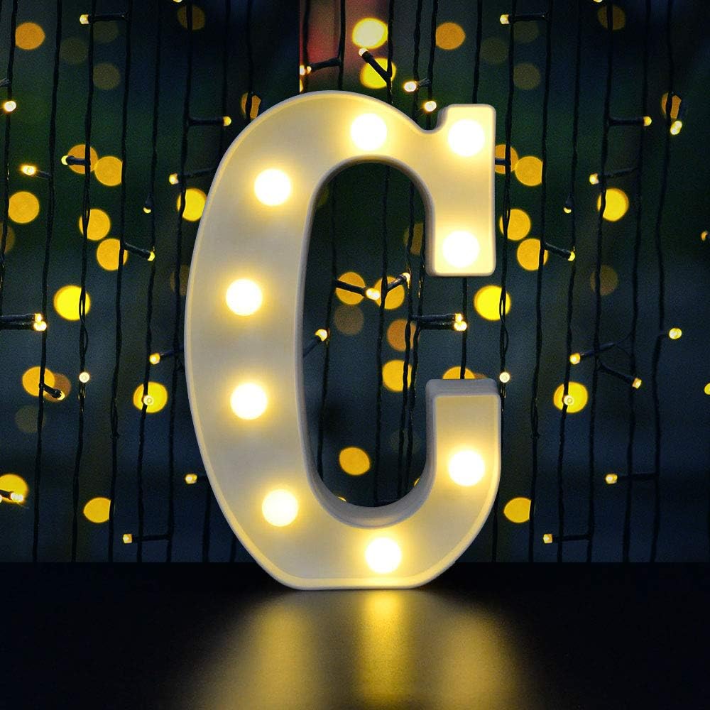 Dream Master LED Light Sign Marquee Letter Lights Sign, Light Up Alphabet Letter for Home Party Wedding Decoration(White C)