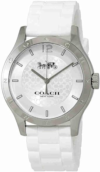 Coach Maddy acero inoxidable 40 mm blanco correa de caucho reloj, estilo w6033