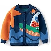 Baby Boy Girls Knit Sweater Cardigan Coat, Long Sleeved Round Neck Button Closure Tops for Toddler