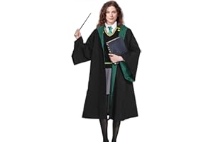 iMiibel Wizard Robe with Hooded, Black Wizard Cloak Costume for Adult and Teens, Halloween Costume Dress Up Accessory