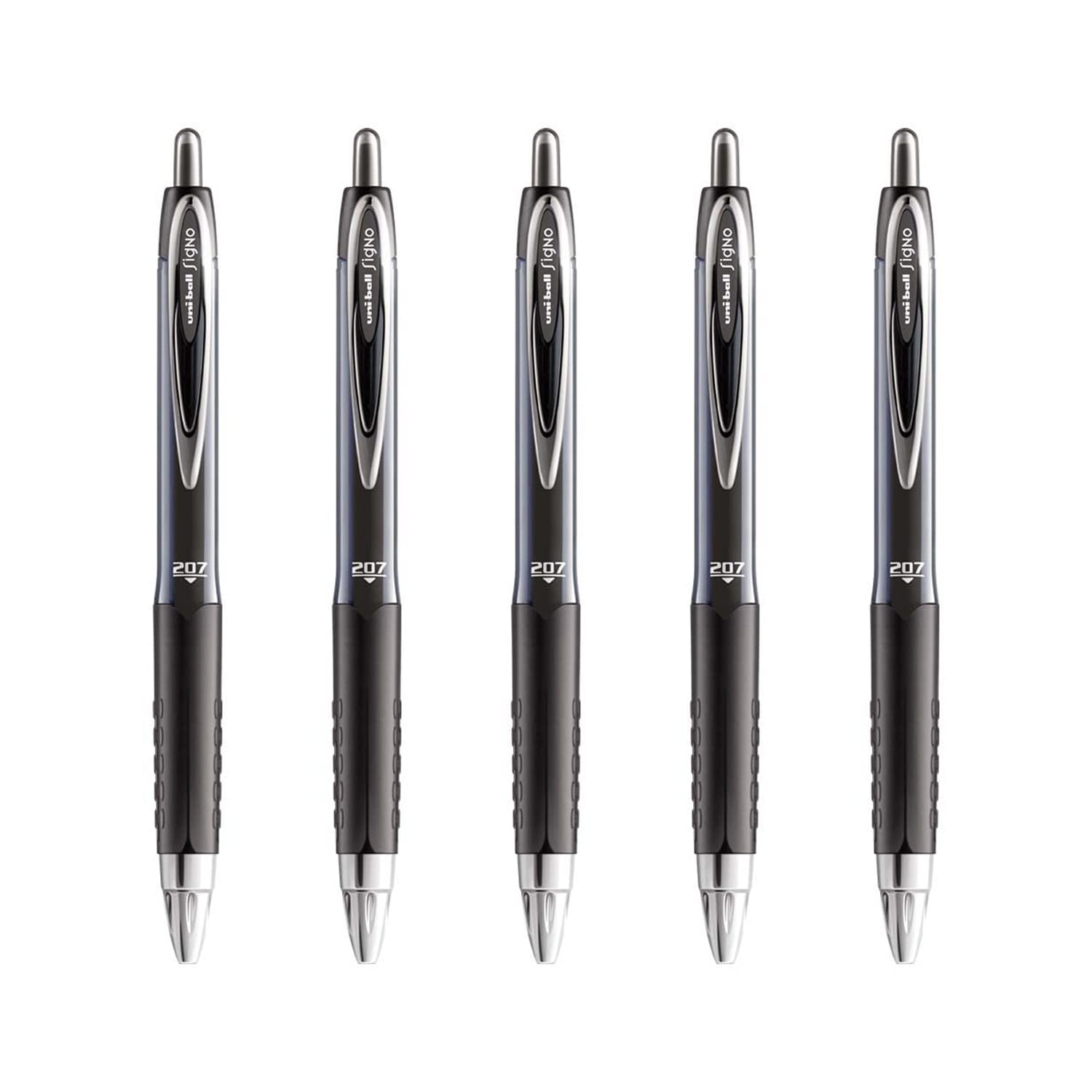 uni-ball Signo Gel UMN-207 Retractable Rollerball - Black, Pack of 5