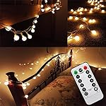 [Updated Version] Bedroom Wedding 16 Feet 50leds LED Globe String Lights Battery Powered with Remote Timer Outdoor/Indoor Ambient Lighting for Garden, Party, Patio, Living Room (Warm White, Dimmable)