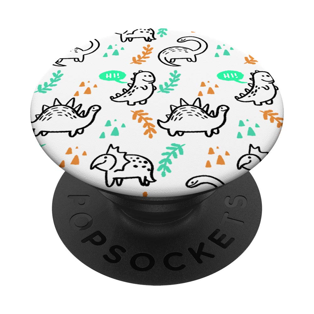 Minimal Dino Pattern Cute Baby Dino Animal Dino Lover Gift PopSockets PopGrip: Swappable Grip for Phones & Tablets