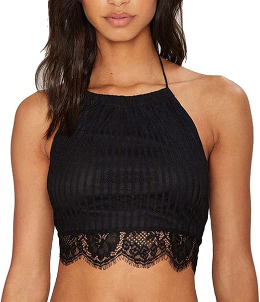 Missomo Lingerie Black Sexy Lace Bralette Trim Straps Fitted Backless