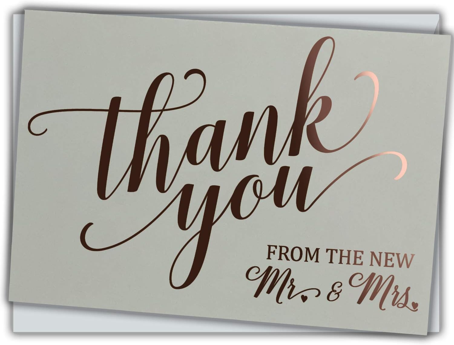 Honeyplum Wedding Thank You Cards - Rose Gold Foil Stamped Letterpress - 36 Cards Plus Envelopes - From the New Mr & Mrs Design
