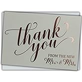 Honeyplum Wedding Thank You Cards - Rose Gold Foil Stamped Letterpress - 36 Cards Plus Envelopes - From the New Mr & Mrs Design