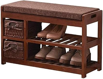 Hocker, Schuhregal Bank Aufbewahrungsbank mit 2 SchubladenMit Abdeckung