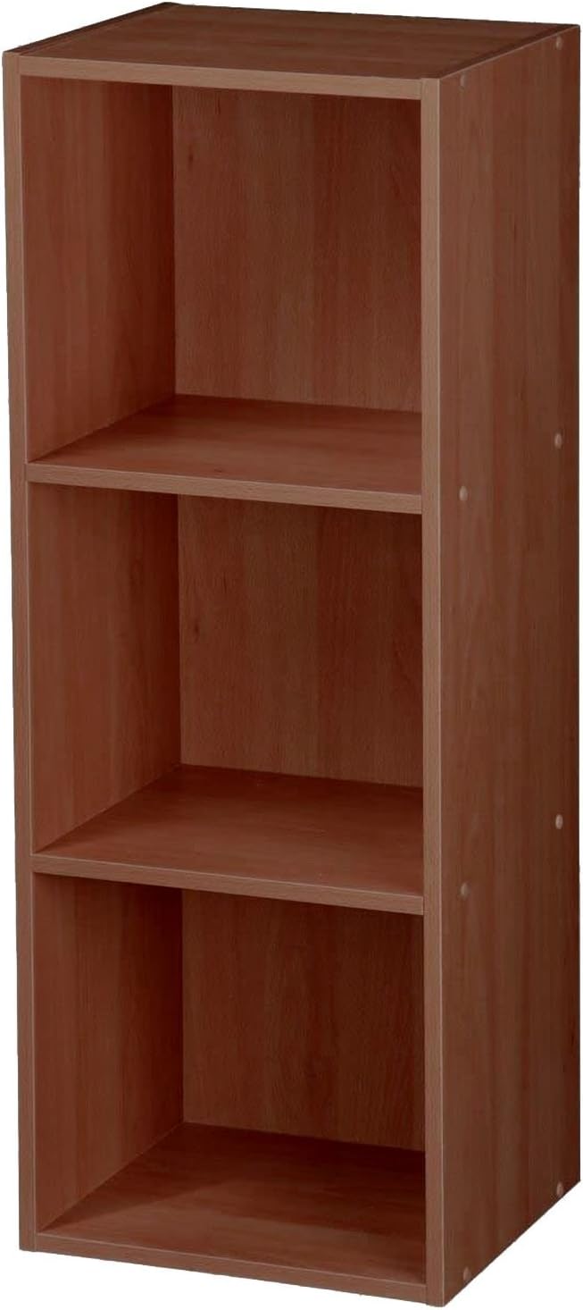 Wood Bookcase - 3 Tier Shelving Unit (or 2 or 4) - Wooden Bookshelves - Stackable - Freestanding - Teak