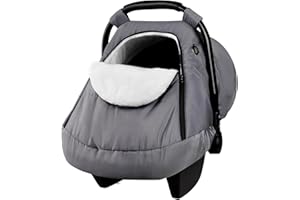 SWESEN Winter Baby Car Seat Cover, Infant Carseat Canopy for Boys and Girls, Cozy & Warm Cover, Waterproof Carseat Cover with Zipper, Grey