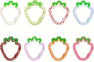 8 Pcs Strawberry Shape Keychain Clips, Zinc Alloy Spring Snap Hook with 8 Colors, Cute Fruit Carabiner for Keys Backpack Purs