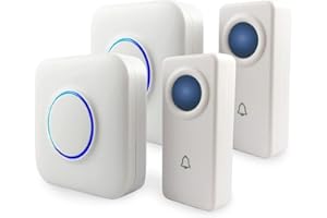 SADOTECH SKYPOINT Expandable Waterproof Wireless Doorbell - Loud Alert System, Multi-Unit Base Starter Kit includes 2 x Long Range Plug in Receivers and 2 x 100% Waterproof Transmitter Buttons, SBase, White