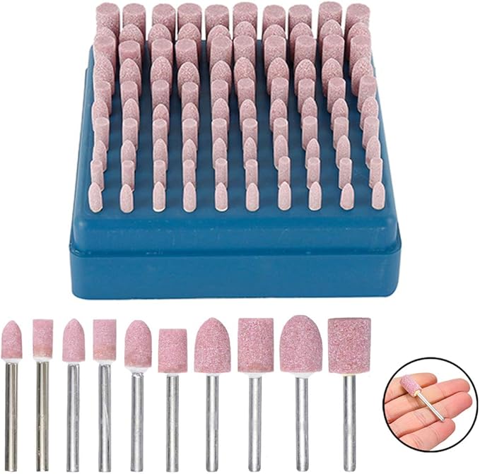 Keyohome 100PCS Grinding Polishing Head Abrasive Stone Mandrel Mounted