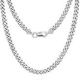 LeCalla Solid 925 Sterling Silver Curb Chain Necklace for Men | Italian 6.5mm Diamond Cut Cuban Link Curb Chain Necklace (20, 22, 24, 26 Inches),Made in Italy