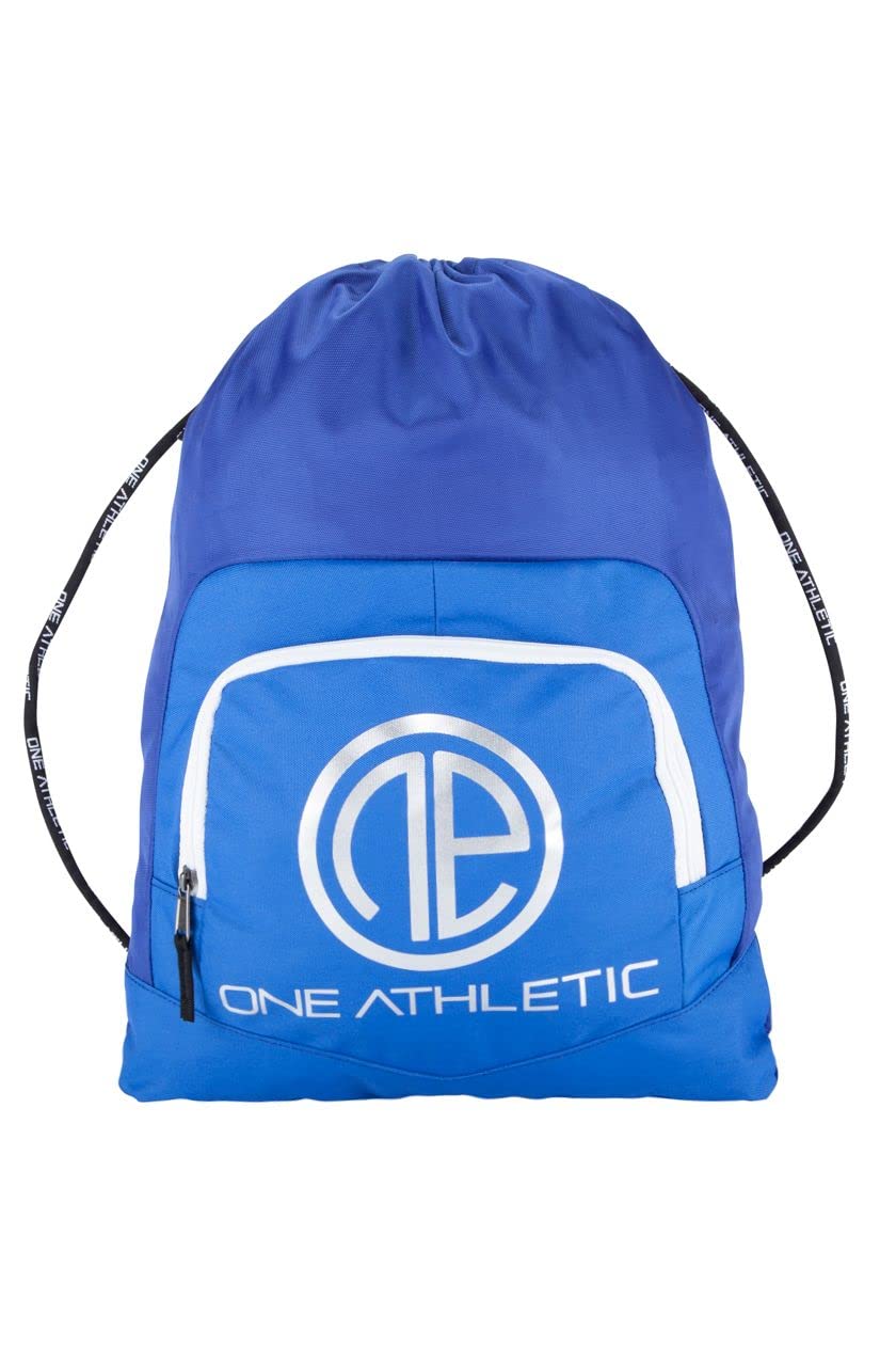 One Athletic Polyester Drawstring Bag, Blue/White