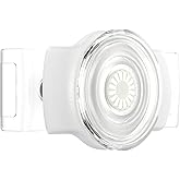 PopSockets PopGrip Slide Stretch with Square Edges: Grip and Stand for Phones and Cases, Removable, Swappable Top, White and 