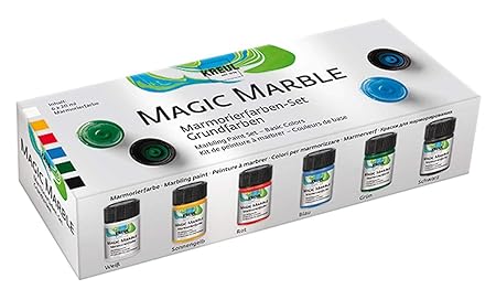 Kreul 73600 - Magic Marble Marmorierfarbe Set Grundfarben, zum Tauchmarmorieren von Holz, Glas, Kunststoff, Papier, Metall un