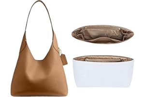 OAikor Purse Organizer Insert Compatible with Coach Brooklyn Shoulder Bag 28,Upgraded Lightweight Water-Resistant Dupontpaper Bag inner Shaper for Luxury Hobo Bags(28, White-Tan)