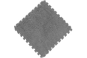 LKXHarleya 16pcs Interlocking Foam Mats, Fluffy Carpet Tiles Plush Area Rug Interlocking Floor Tiles Soft Baby Playmat Puzzle Floor Mat, Grey