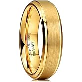 King Will Tungsten Carbide Wedding Band for Men Women-4/6/8mm Width 14K Gold Plated Tungsten Wedding Ring Matte Brushed & High Polished Style Comfort Fit Wedding Band Size 6-14