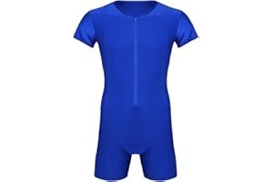 inlzdz Men's Spandex Front Zipper Boxer Briefs Wrestling Singlet Leotard Bodysuit Jumpsuit